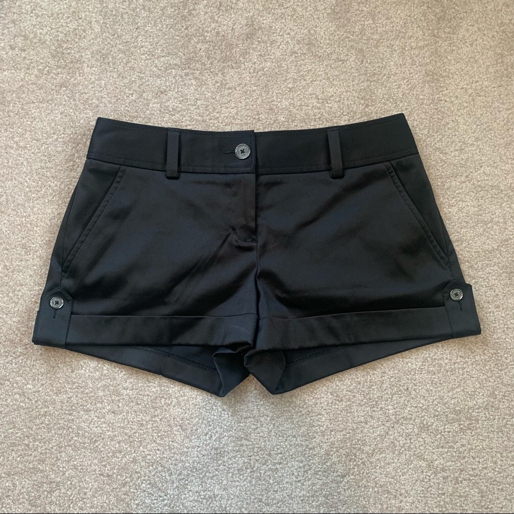 Express Shorts. Black Color, Satiny Texture.
